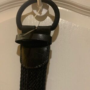 John Lewis Black Leather and Braided Belt